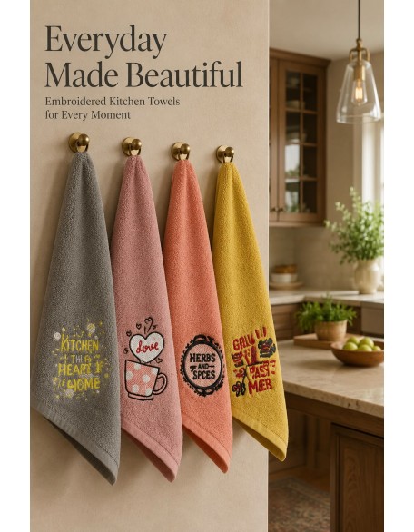 Embroidered Kitchen Collection - Set of 4
