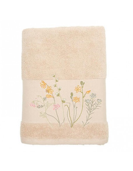 Beige Embroidered Egyptian Cotton Bath Towel Beige Embroidered Egyptian Cotton Bath Towel